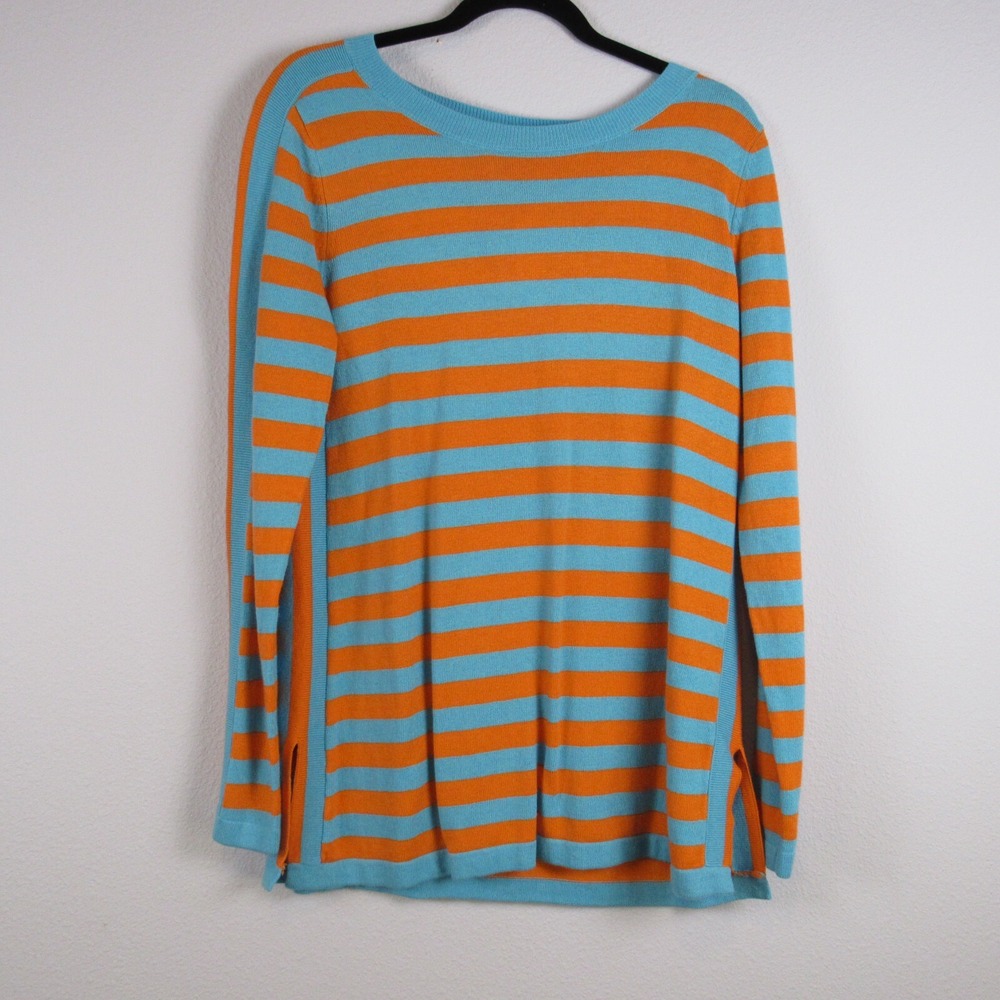 SOFT SURROUNDINGS Sweater Tunic Wool Cashmere Blend Striped Split Hem NWT Size S